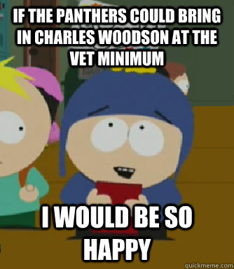 If the Panthers could bring in Charles Woodson at the vet minimum I would be so happy  Craig - I would be so happy
