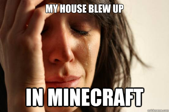 My house blew up in minecraft  First World Problems