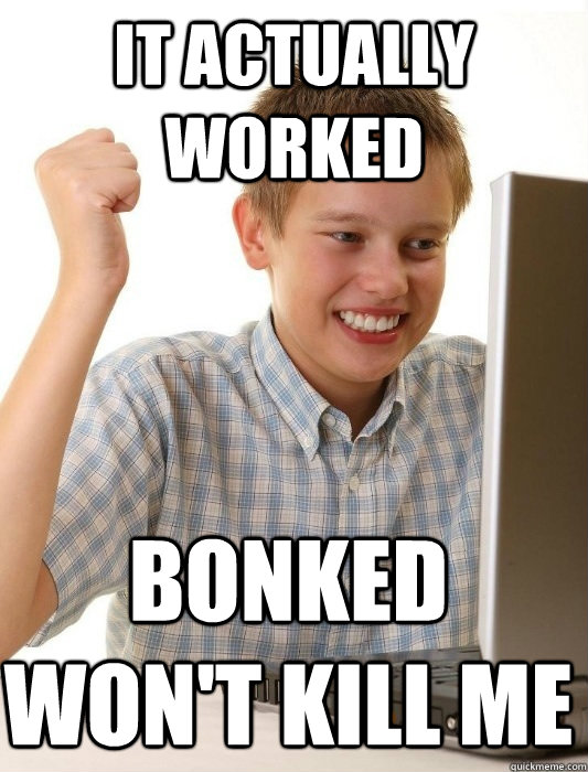 it actually worked bonked won't kill me - it actually worked bonked won't kill me  First Day on the Internet Kid