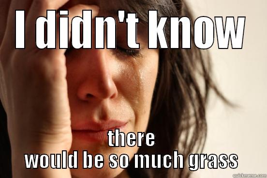 I DIDN'T KNOW THERE WOULD BE SO MUCH GRASS First World Problems