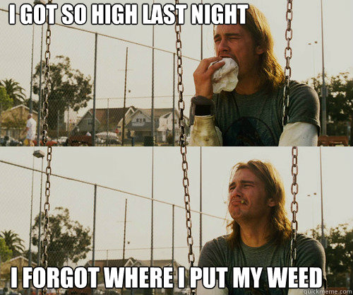 I got so high last night I forgot where I put my weed  