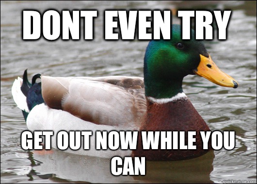 Dont even try Get out now while you can  Actual Advice Mallard