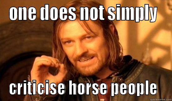 ONE DOES NOT SIMPLY  CRITICISE HORSE PEOPLE  Boromir