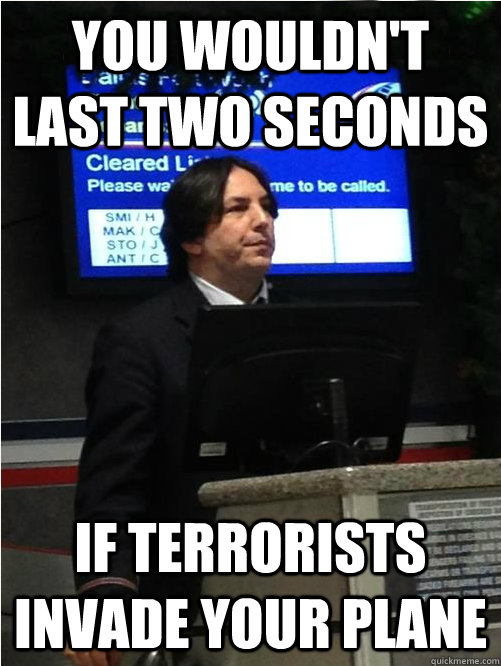 You wouldn't last two seconds If terrorists invade your plane - You wouldn't last two seconds If terrorists invade your plane  Air Snape