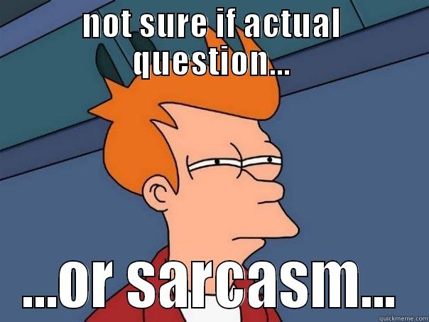 question or sarcasm - NOT SURE IF ACTUAL QUESTION... ...OR SARCASM... Futurama Fry