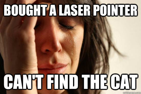 Bought a laser pointer Can't find the cat  First World Problems