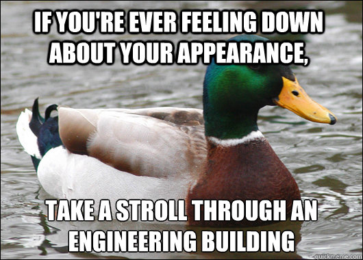 If you're ever feeling down about your appearance, take a stroll through an engineering building  Actual Advice Mallard
