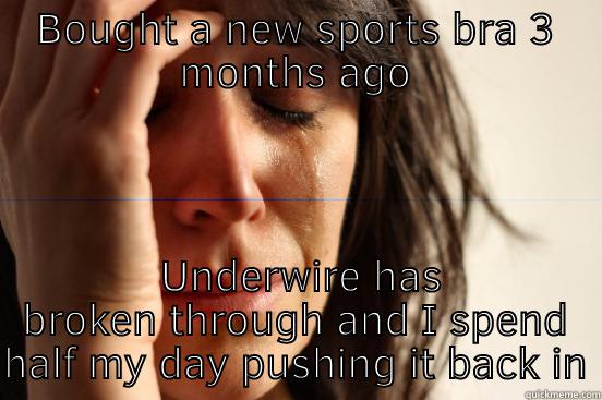 BOUGHT A NEW SPORTS BRA 3 MONTHS AGO  UNDERWIRE HAS BROKEN THROUGH AND I SPEND HALF MY DAY PUSHING IT BACK IN First World Problems