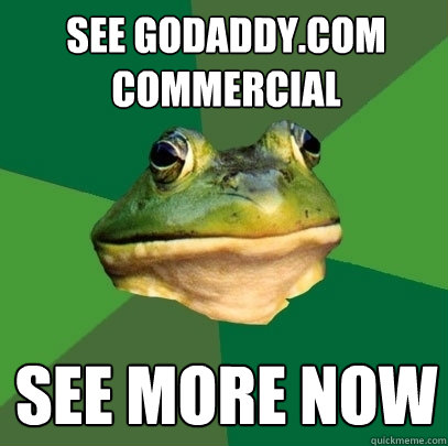 see godaddy.com commercial see more now  Foul Bachelor Frog