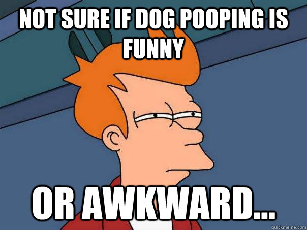 Not sure if dog pooping is funny Or awkward...  Futurama Fry