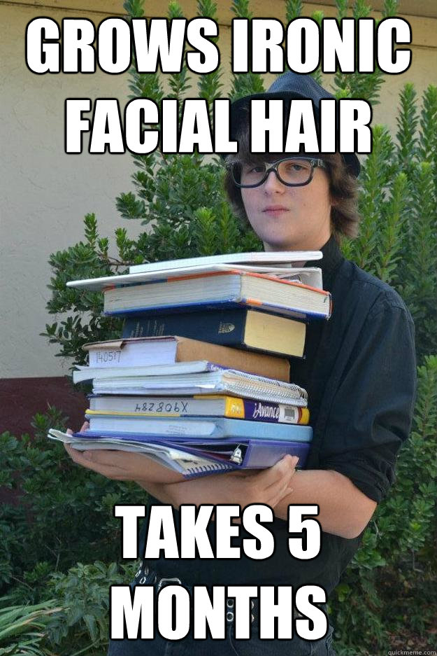 Grows ironic facial hair takes 5 months - Grows ironic facial hair takes 5 months  Hipster Student