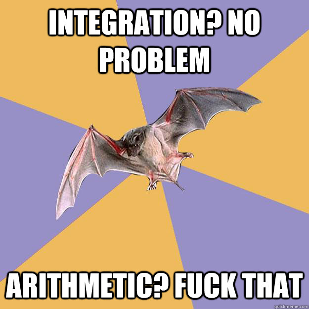 Integration? No problem Arithmetic? Fuck That  Engineering Major Bat