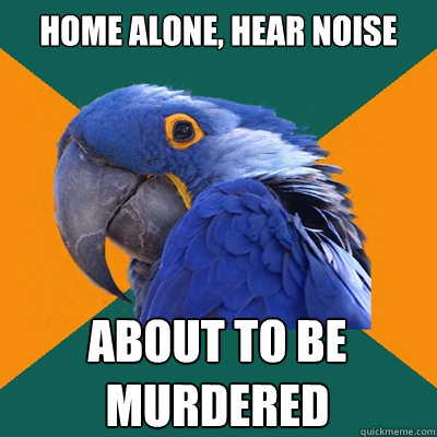 HOME ALONE, HEAR NOISE ABOUT TO BE MURDERED  Paranoid Parrot