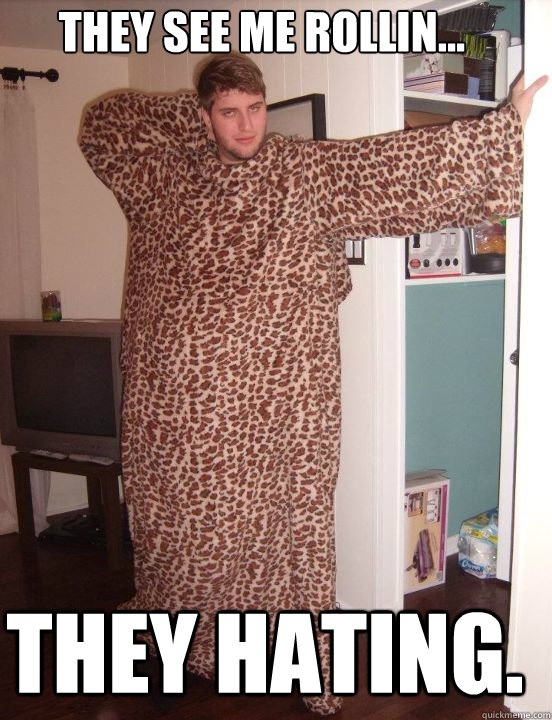 They see me rollin... they hating.  Leopard Print Snuggie