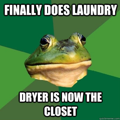 finally does laundry dryer is now the closet  Foul Bachelor Frog