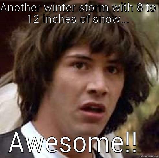 ANOTHER WINTER STORM WITH 8 TO 12 INCHES OF SNOW... AWESOME!!  conspiracy keanu