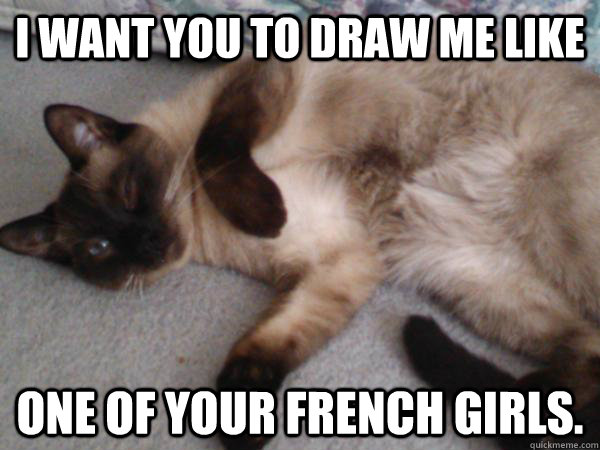 I want you to draw me like one of your French girls.  Titanic Cat