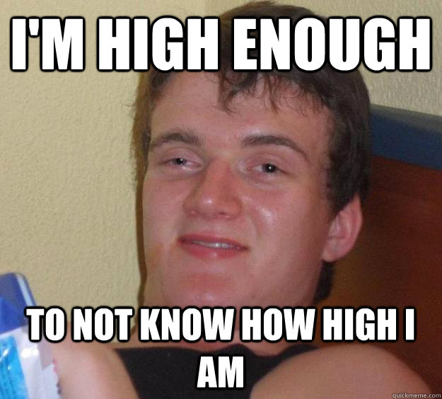 I'm high enough  to not know how high i am  10 Guy
