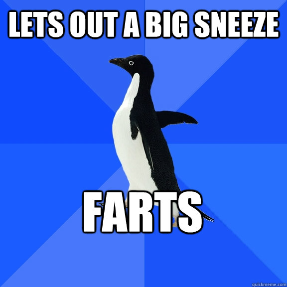 Lets out a big sneeze Farts  Socially Awkward Penguin