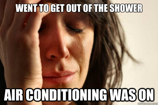 Went to get out of the shower Air Conditioning was on   First World Problems