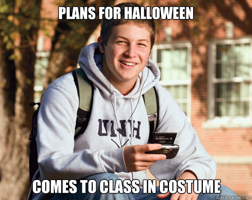 Plans for Halloween Comes to class in costume  College Freshman