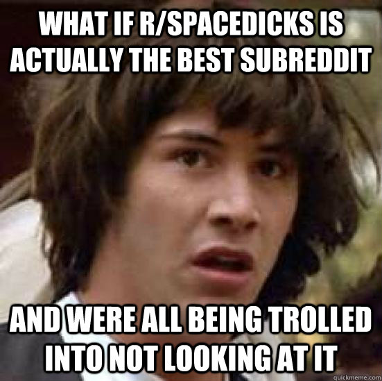 What if r/spacedicks is actually the best subreddit And were all being trolled into not looking at it  conspiracy keanu