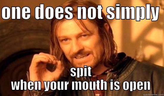 ONE DOES NOT SIMPLY  SPIT WHEN YOUR MOUTH IS OPEN Boromir