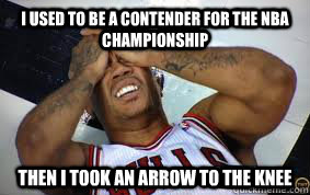 I used to be a contender for the nba championship then i took an arrow to the knee  Derrick Rose