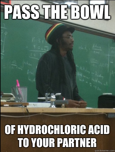 Pass the bowl Of hydrochloric acid to your partner  Rasta Science Teacher