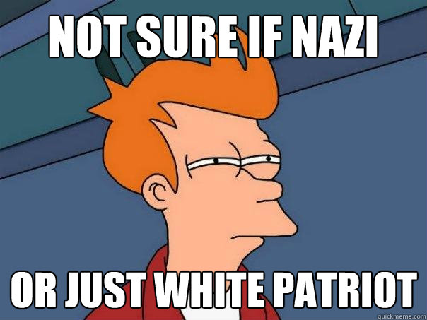 not sure if nazi or just white patriot  Futurama Fry