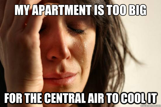 My apartment is too big for the central air to cool it  First World Problems
