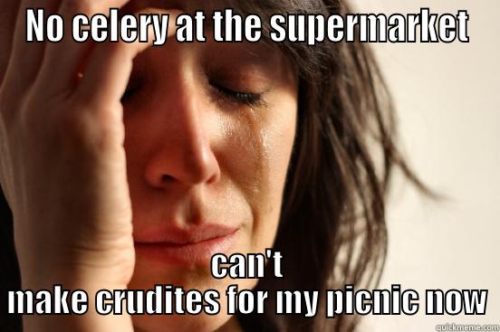NO CELERY AT THE SUPERMARKET CAN'T MAKE CRUDITES FOR MY PICNIC NOW First World Problems