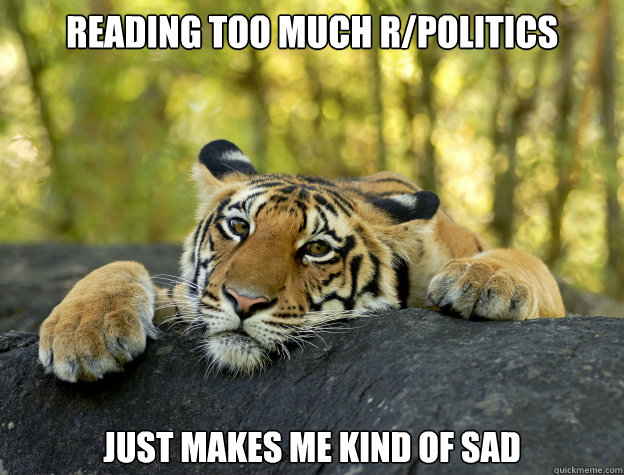 Reading too much r/politics just makes me kind of sad  Confession Tiger