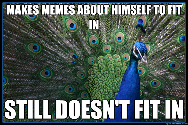 Makes memes about himself to fit in still doesn't fit in  