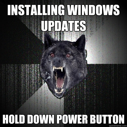 installing windows updates hold down power button - installing windows updates hold down power button  Insanity Wolf