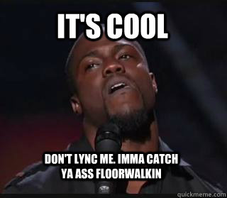 It's cool don't lync me. Imma catch ya ass floorwalkin  Kevin hart funny