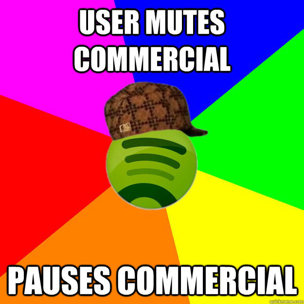 user Mutes commercial pauses commercial  