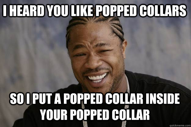 I heard you like popped collars So I put a popped collar inside your popped collar  Xzibit meme