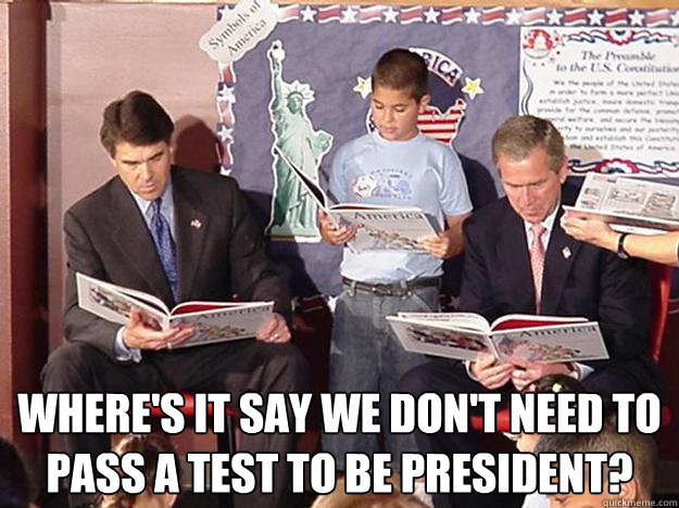  Where's it say we don't need to pass a test to be president?  George and Rick learn the constitution