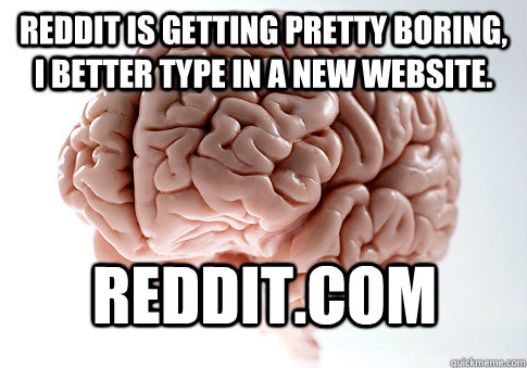 Reddit is getting pretty boring, I better type in a new website. Reddit.com  Scumbag Brain