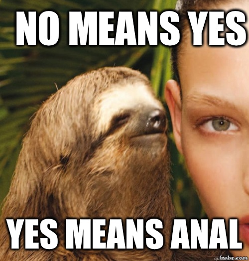 No means yes yes means anal  rape sloth