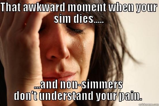 Sims sad - THAT AWKWARD MOMENT WHEN YOUR SIM DIES..... ...AND NON-SIMMERS DON'T UNDERSTAND YOUR PAIN.  First World Problems
