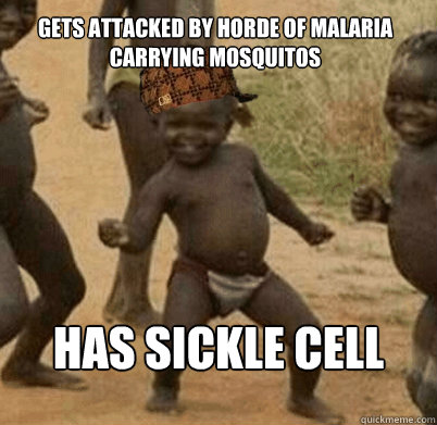 gets attacked by horde of malaria carrying mosquitos has sickle cell  