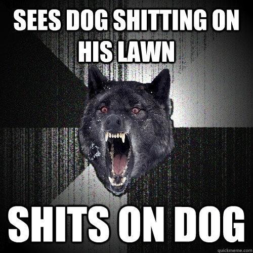 sees dog shitting on his lawn shits on dog  Insanity Wolf