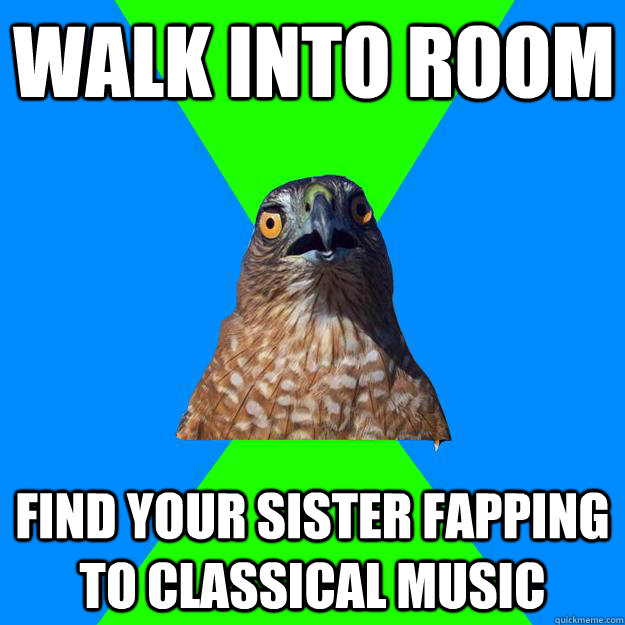 Walk into room Find your sister fapping to classical music - Walk into room Find your sister fapping to classical music  Hawkward
