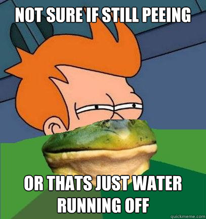 not sure if still peeing or thats just water running off  Foul Bachelor Fry