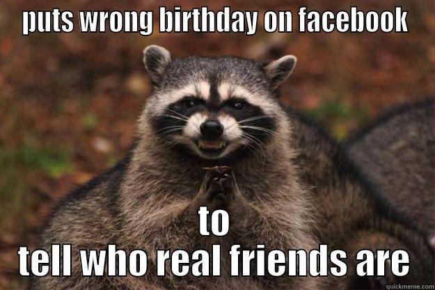 PUTS WRONG BIRTHDAY ON FACEBOOK TO TELL WHO REAL FRIENDS ARE Evil Plotting Raccoon