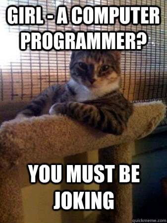 girl - a computer  programmer? you must be joking  The Most Interesting Cat in the World