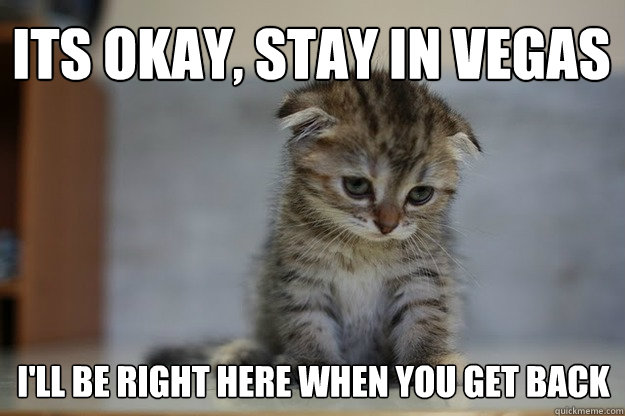 its okay, stay in Vegas I'll be right here when you get back  Sad Kitten