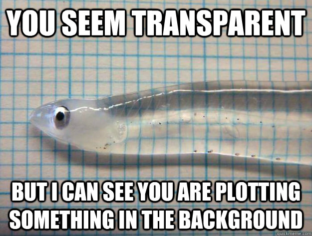 you seem transparent but i can see you are plotting something in the background  